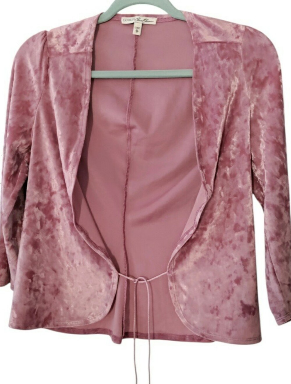 Y2K Express Crushed Velvet Whimsigoth Top With Tie Closure Fairy Dusty Rose